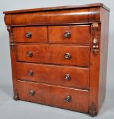 A 19th century Victorian mahogany two over three chest of drawers with frieze drawer,