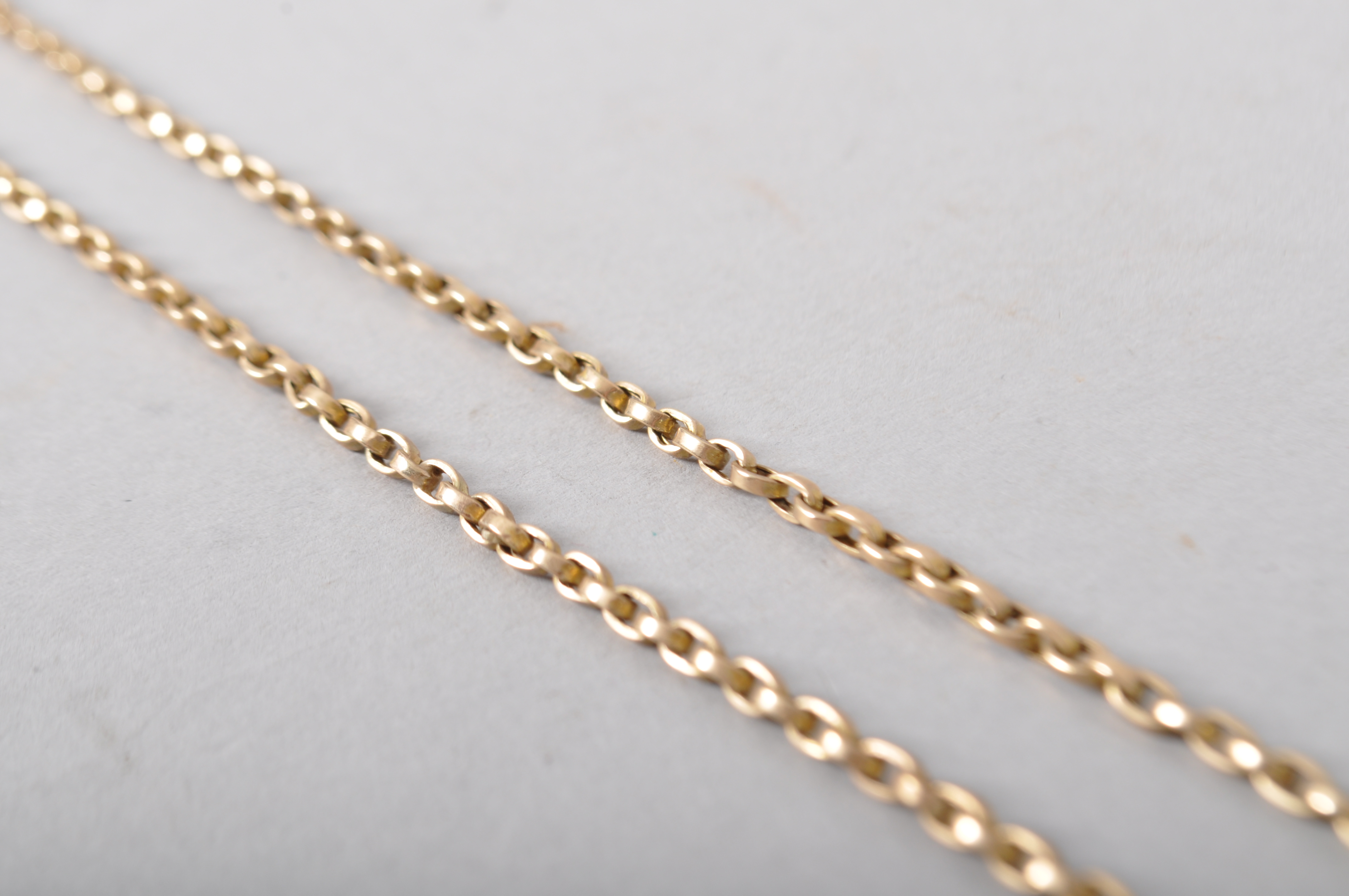 A yellow metal 17" belcher chain, the bolt ring stamped 9k, - Image 2 of 2