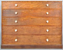 A Victorian satin birch large linen chest, mid 19th century,