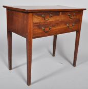A George III mahogany side table, the plain rectangular top above two short and one long drawer,