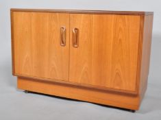 Victor B Wilkins, G-Plan Fresco, a 1960's retro vintage teak wood record cabinet with twin door,