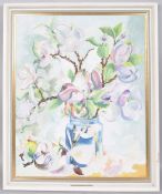 20th century school, Magnolia, oil on canvas, within white painted frame,
