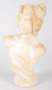 An alabaster portrait bust of a woman, incised Rosi signature to reverse, circa 1900,