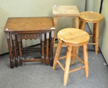 Three stools and a nest of tables