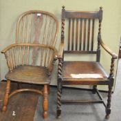 A Windsor chair and an armchair