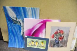 Angela Hewitt, Duck, and other unframed pictures