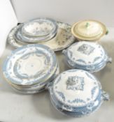 A blue and white dinner service