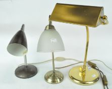 Three antique style desk lamps,