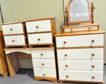 A painted pine bedroom suite consisting of bedsides,