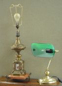 Two brass lamps