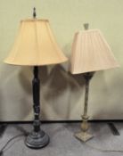 Two antique style table lamps with shades