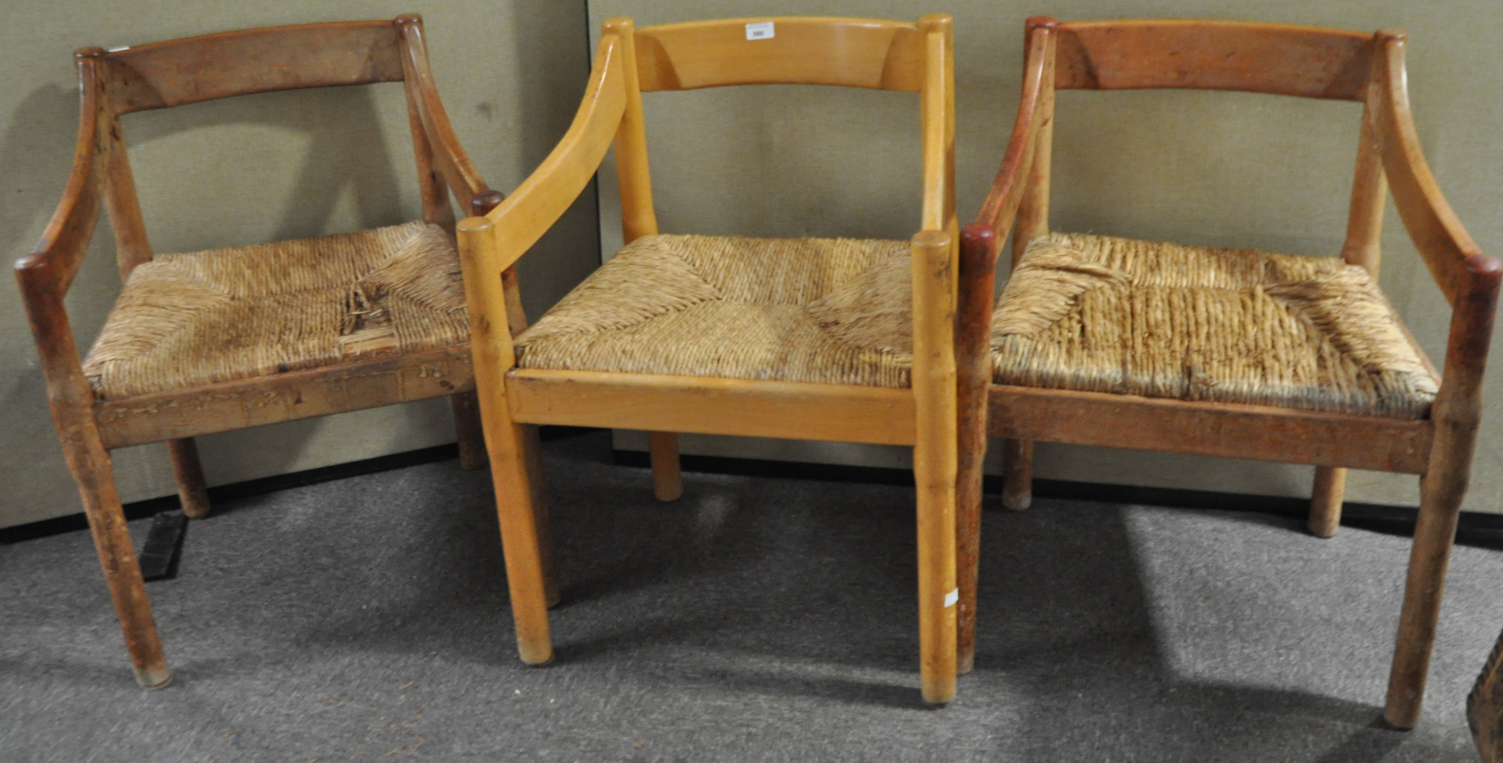 Three vico magistretti chairs