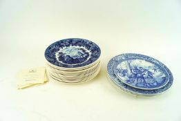 A group of Spode blue and white plates