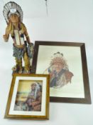 A large resin figure of a Red Indian,