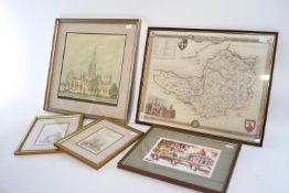 A print of Salisbury Cathedral and others