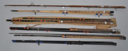 Five coarse fishing rods,