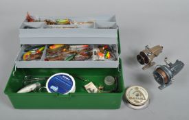 Tackle box with reels,
