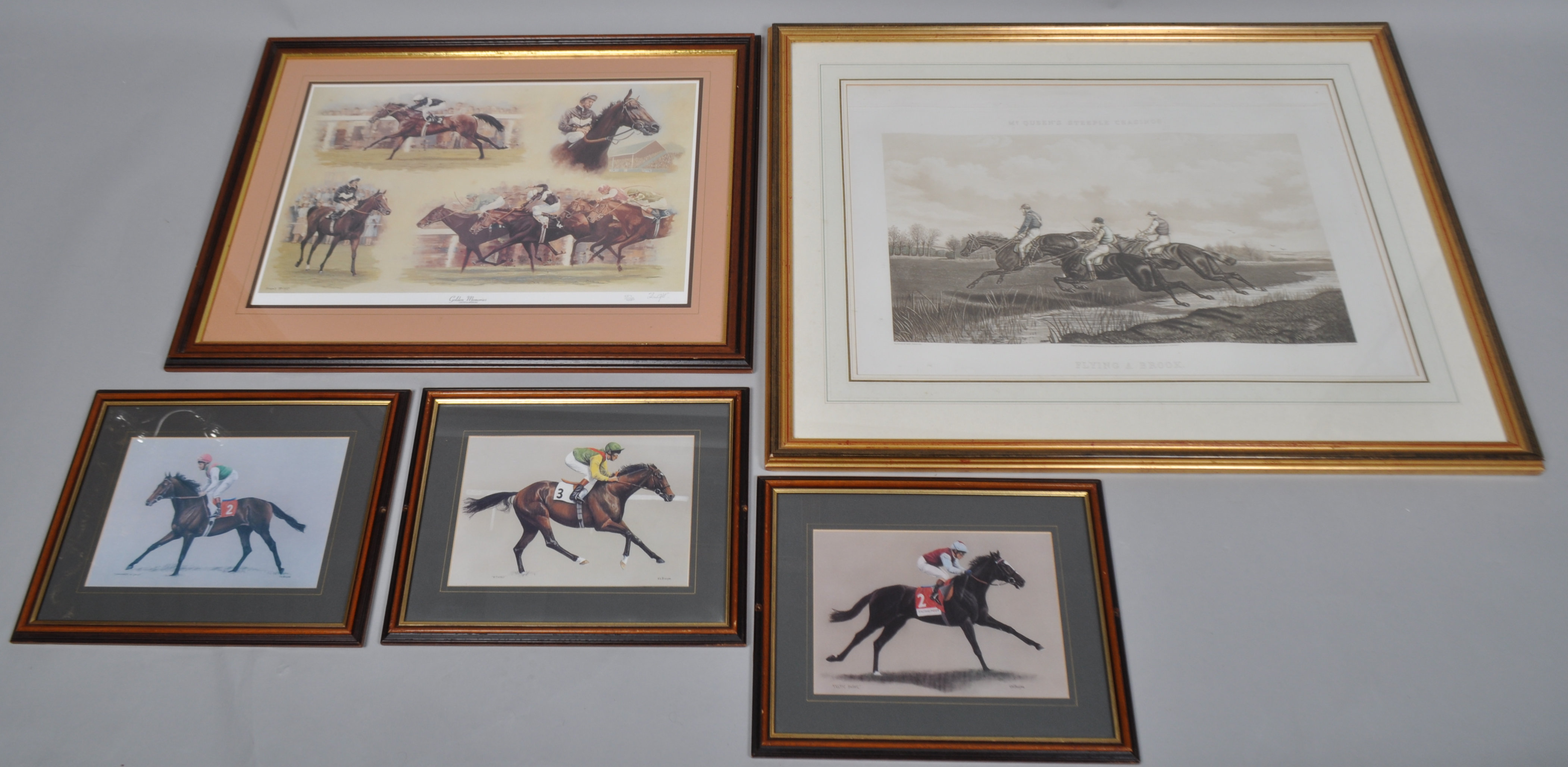 After Ben.Herring, lithograph Mc Queen steeple chase, Flying brook, together with other prints