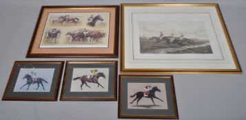 After Ben.Herring, lithograph Mc Queen steeple chase, Flying brook, together with other prints