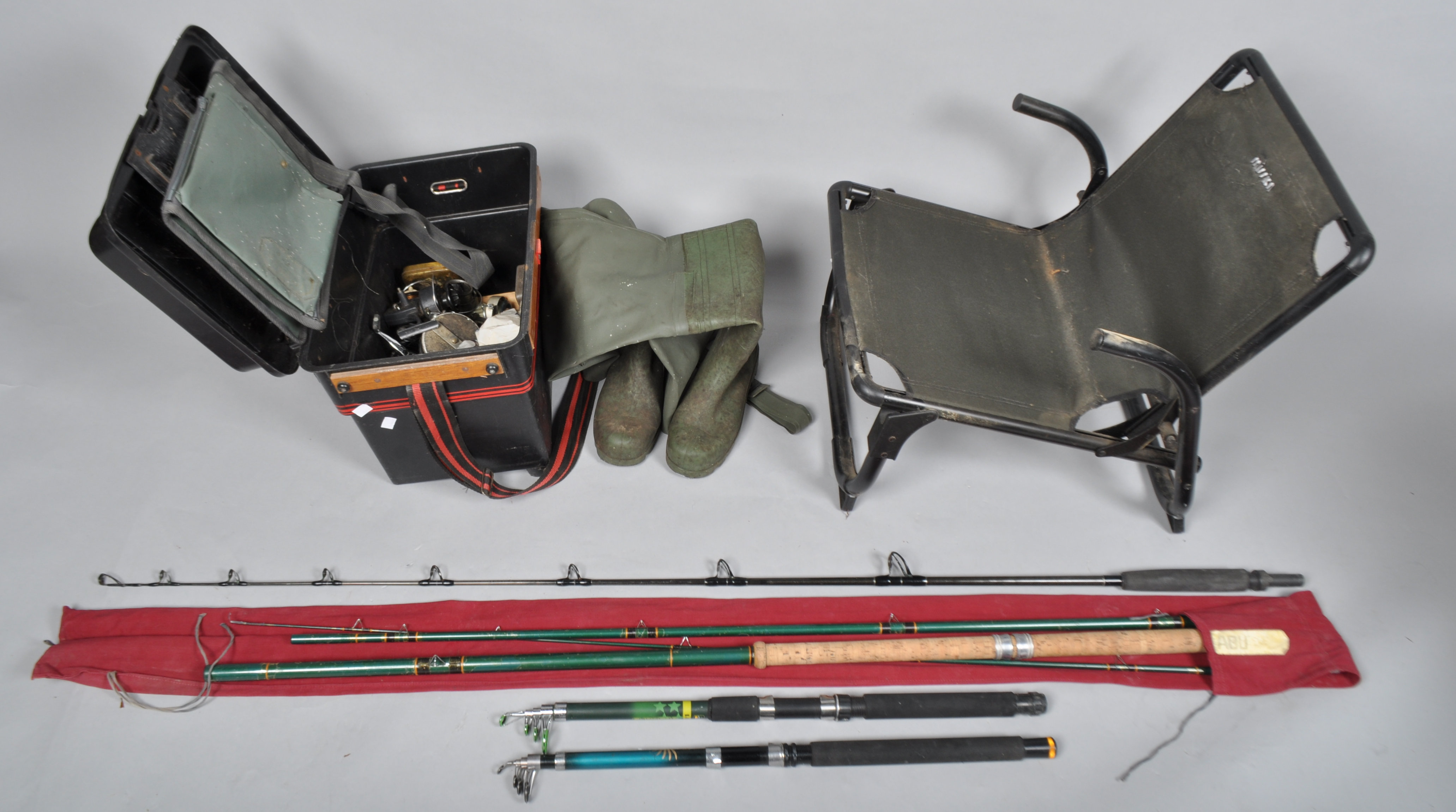 A group of assorted fishing equipment
