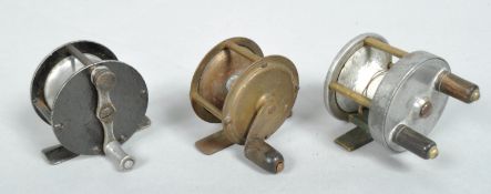 Three small vintage metal Winch type fishing reels