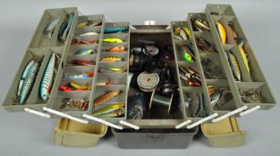A cantilever tackle box with 60+ plugs, spinners and spoons,