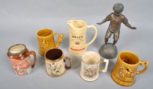 Four ceramic tankards of sporting interest,