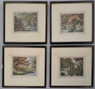 Four framed fishing prints 21cm x 15cm