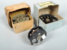 Three 'strike right' centre pin reels;