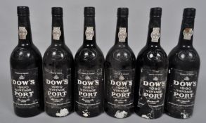 Six bottles of Dow's 1980 Vintage Port,