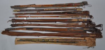 Nine vintage rods,