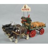 A model of a Watney Brewery drey wagon and horses