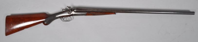 A Page-Wood double barrel 12 bore shotgun side by side with double hammer (NVN) (Shotgun license