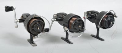 Three Garcia Mitchell '300' fixed spool reels,