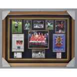 A Facsimile: An England framed picture 'Great Moments in History 1966' etc, some signed,