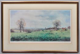 A signed Donald Ayres Hunting print 68cm x 36cm