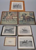 A pair of horse racing prints and other prints