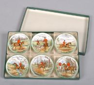 A boxed set of 6 Copeland Spode Hunting series pin dishes