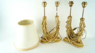 Two double lamps and shades