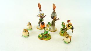 A mixed collection of Royal Staffordshire and Capodimonte birds