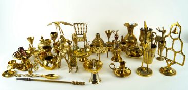 A group of assorted brassware