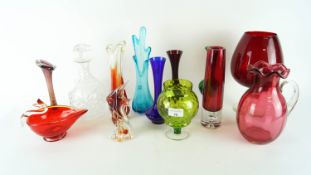 A collection of assorted coloured glass vase