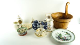 A collection of Oriental and Greek style ceramics to include a ginger jar,