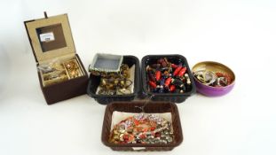 A group of assorted costume jewellery and boxes