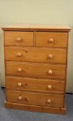 A two over four pine chest of drawers