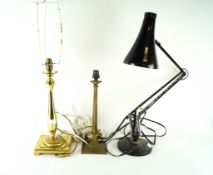 An anglepoise lamp and two other lamps