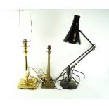 An anglepoise lamp and two other lamps