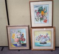 Three Gerald Hulme pastels of flowers