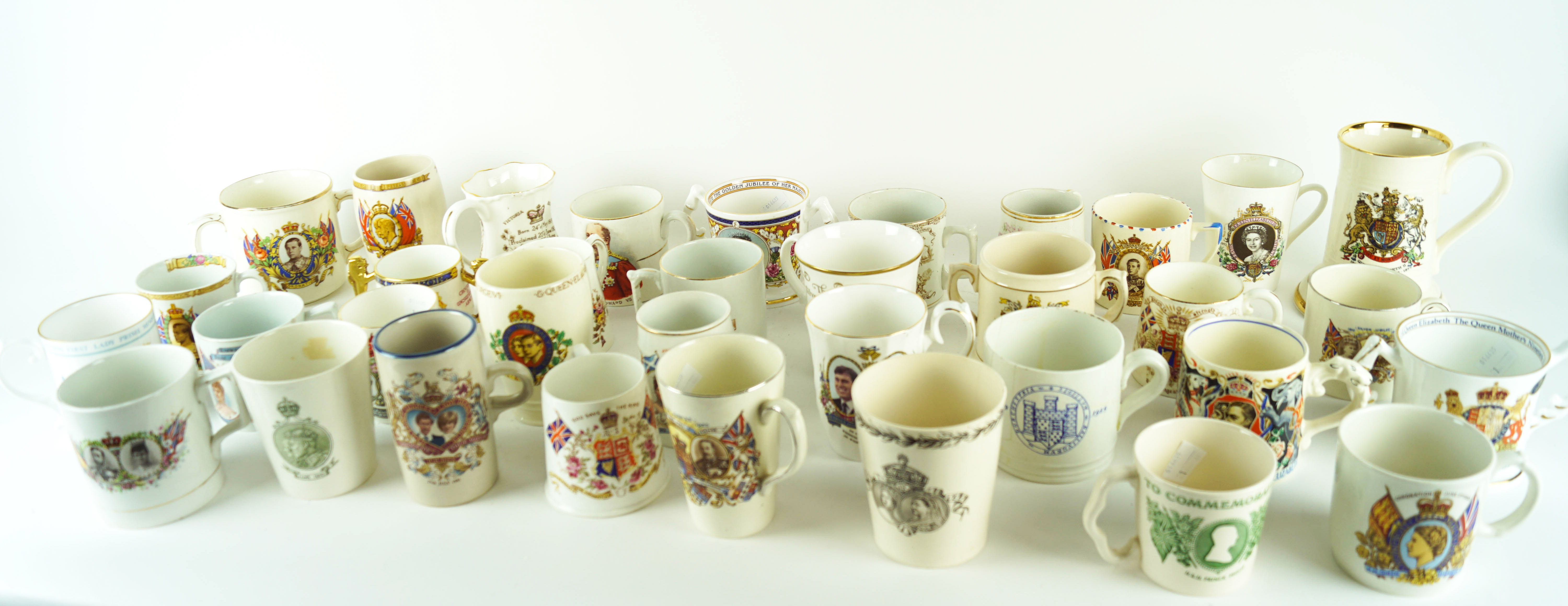 A group of Coronation mugs