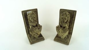 A pair of lion bookends